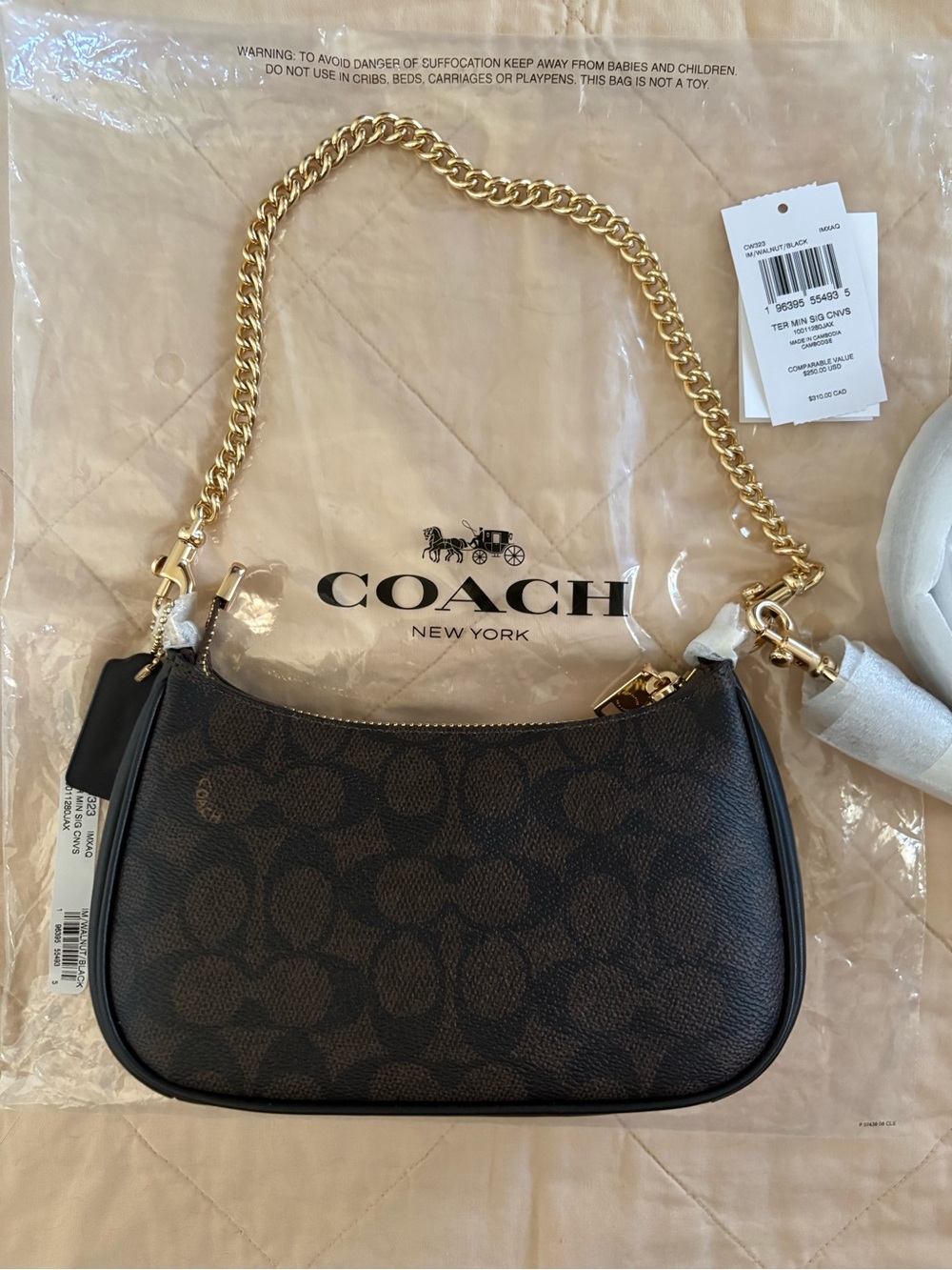 Coach Mini Shoulder Bag in Dark Brown/Black with Gold Hardware - Picture 6 of 14